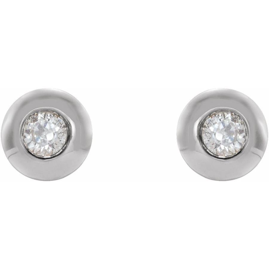 【並行輸入品】14k White Gold Diamond Domed Bezel Set Stud Earrings (1/8 cttw,の画像