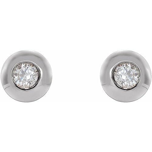 【並行輸入品】14k White Gold Diamond Domed Bezel Set Stud Earrings (1/8 cttw,の画像