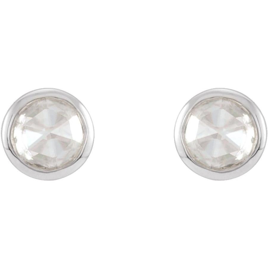 【並行輸入品】Platinum Rose Cut Diamond Bezel Set Stud Earrings (1/8 cttw, G Hの画像