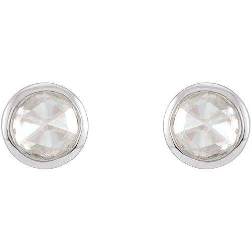 【並行輸入品】Platinum Rose Cut Diamond Bezel Set Stud Earrings (1/8 cttw, G Hの画像