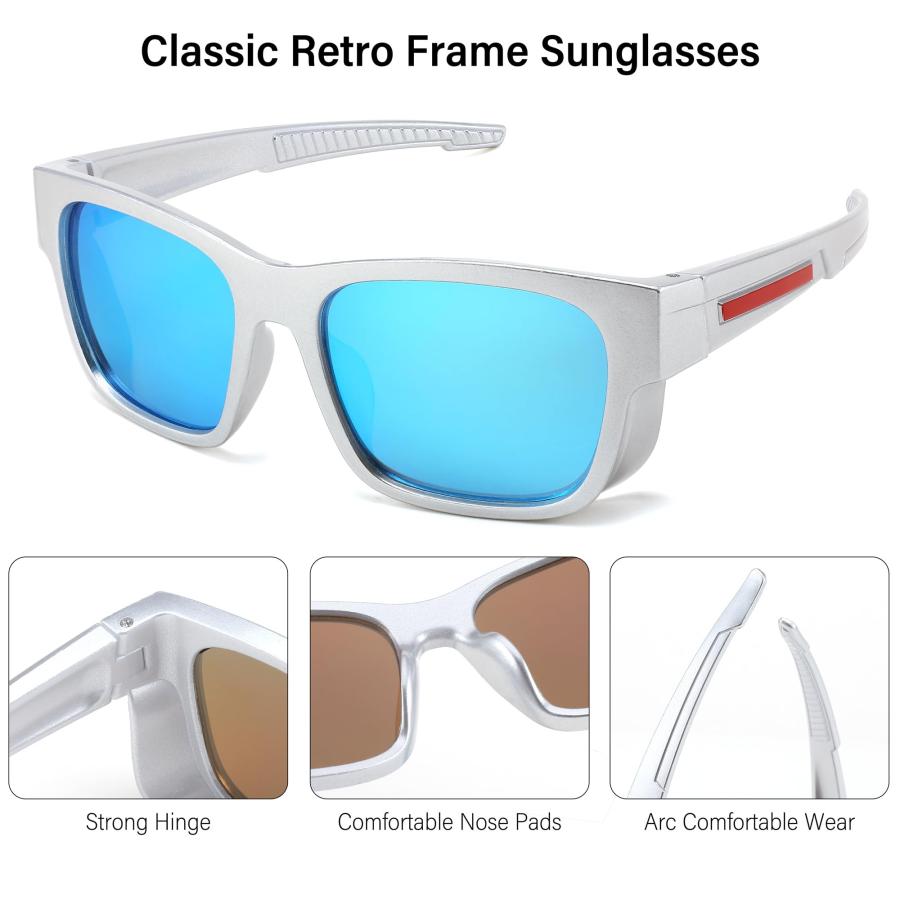 FEISEDY Men Sunglasses Square Vintage Frame UV Protection