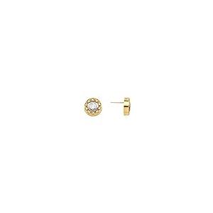 【並行輸入品】14k White and Yellow Two Tone Gold 5mm Bezel Set Earring Mountinの画像