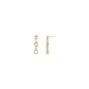 【並行輸入品】14k Yellow Gold 3 Three Stone Bezel Set Drop Dangle Earring Mounの画像