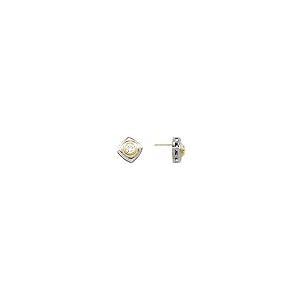 【並行輸入品】14k White and Yellow Two Tone Gold 5mm Bezel Set Solitaire Earriの画像