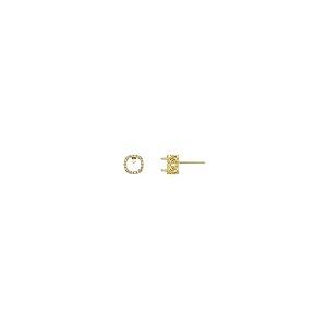 【並行輸入品】14k Yellow Gold 5x5mm Cushion Cut Diamond Semi Set Halo Style Eaの画像