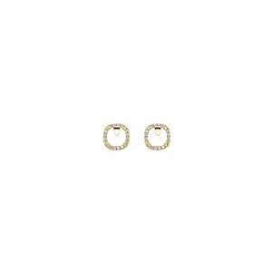【並行輸入品】14k Yellow Gold 5x5mm Cushion Cut Diamond Semi Set Halo Style Eaの画像