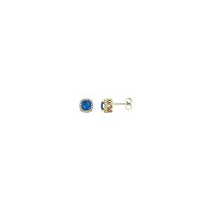 【並行輸入品】14k Yellow Gold 5x5mm Cushion Cut Diamond Semi Set Halo Style Eaの画像
