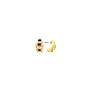【並行輸入品】10k Yellow Gold 3 Three Stone Bezel Set J Hoop Earring Mountingの画像