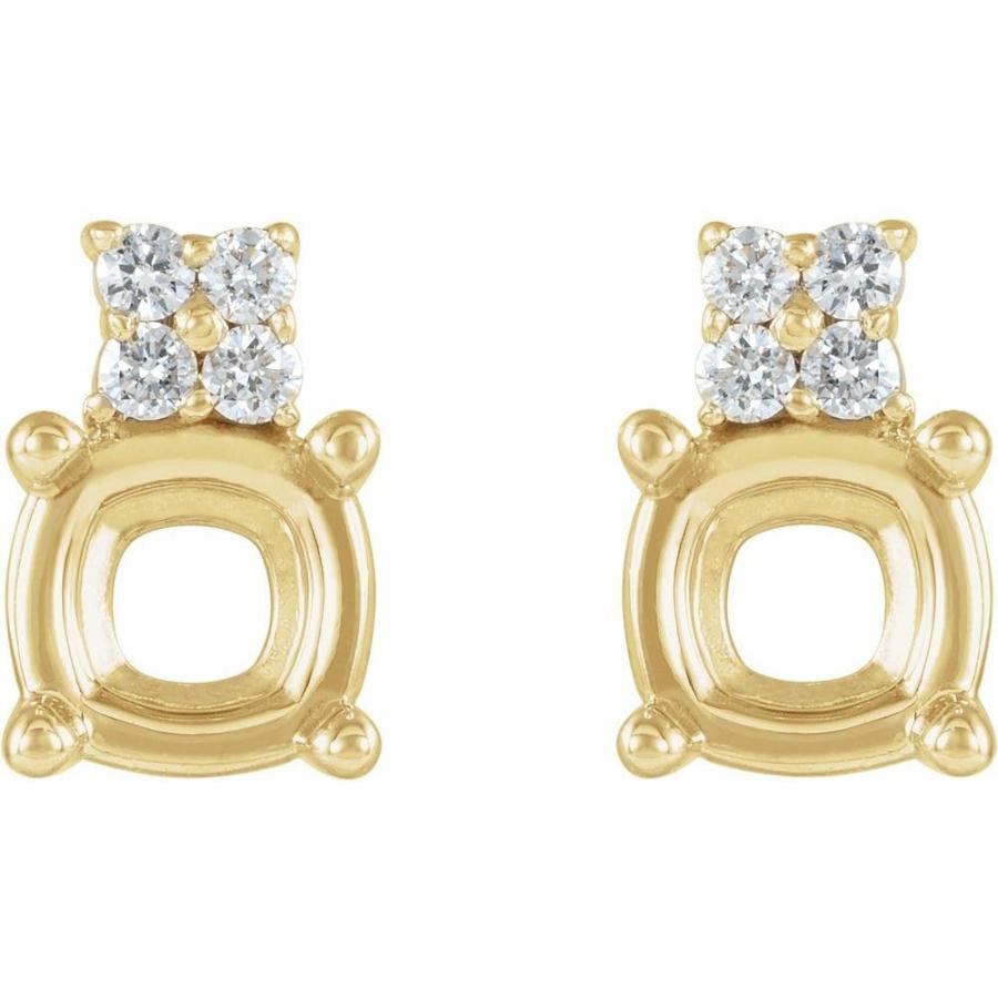 【並行輸入品】14k Yellow Gold 5x5mm Cushion Cut Diamond Semi Set Earrings Mounの画像