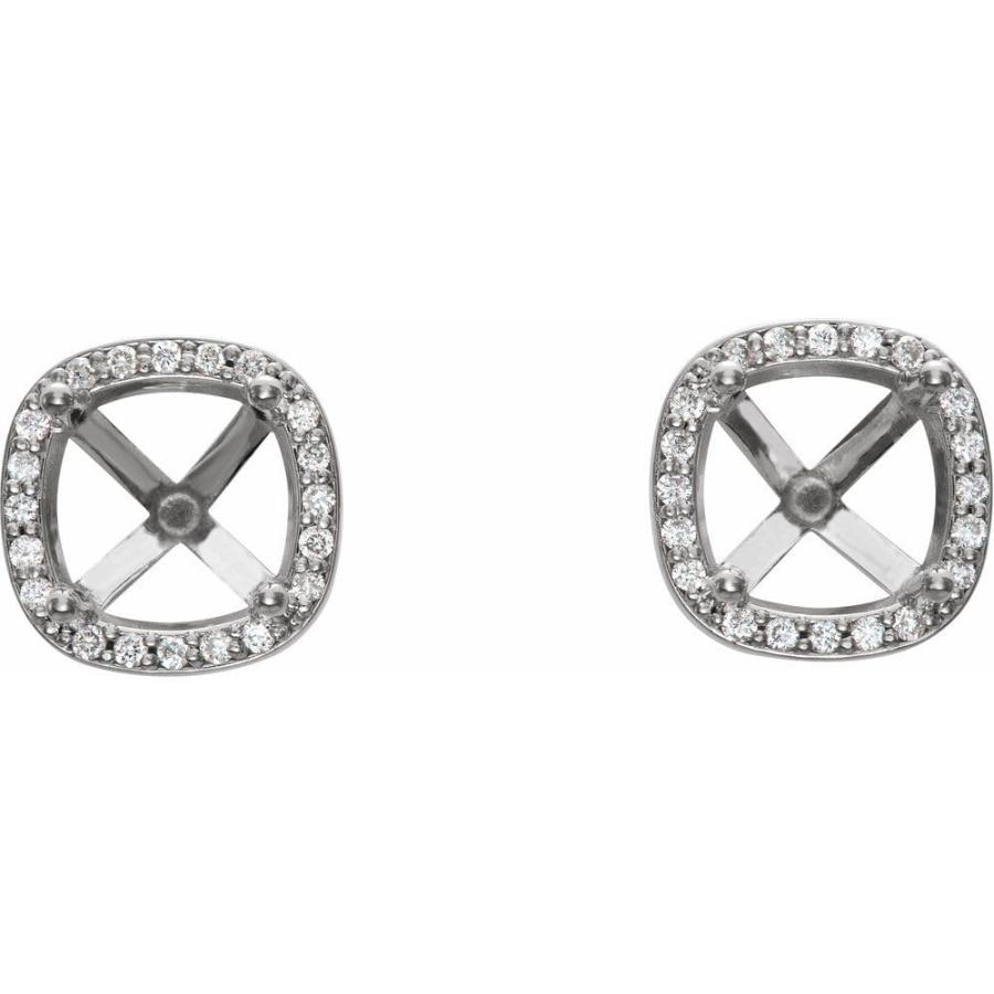 【並行輸入品】18k White Gold 4x4mm Cushion Cut Diamond Semi Set Halo Style Earの画像