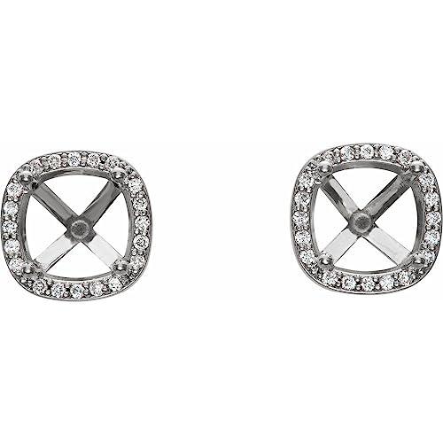 【並行輸入品】18k White Gold 4x4mm Cushion Cut Diamond Semi Set Halo Style Earの画像