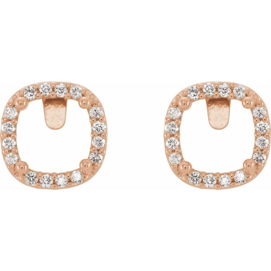 【並行輸入品】14k Rose Gold 5x5mm Cushion Cut Diamond Semi Set Halo Style Earrの画像