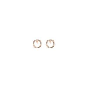 【並行輸入品】14k Rose Gold 5x5mm Cushion Cut Diamond Semi Set Halo Style Earrの画像
