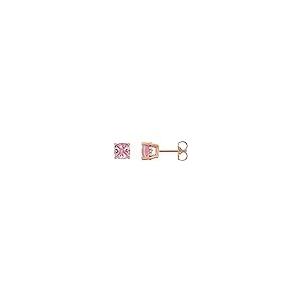 【並行輸入品】14k Rose Gold 6x6mm Cushion Cut Diamond Semi Set Basket Earringsの画像