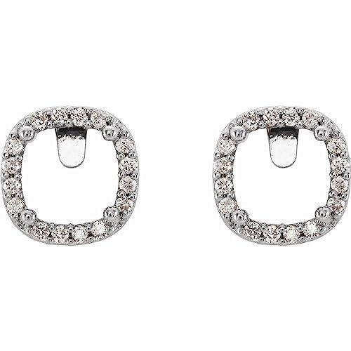 【並行輸入品】18k White Gold 4x4mm Cushion Cut Diamond Semi Set Halo Style Earの画像