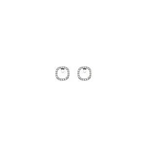 【並行輸入品】18k White Gold 4x4mm Cushion Cut Diamond Semi Set Halo Style Earの画像