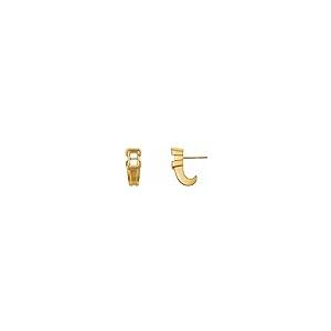 【並行輸入品】Semi Polished 14k Yellow Gold Channel Set J Hoop Drop Dangle Earの画像