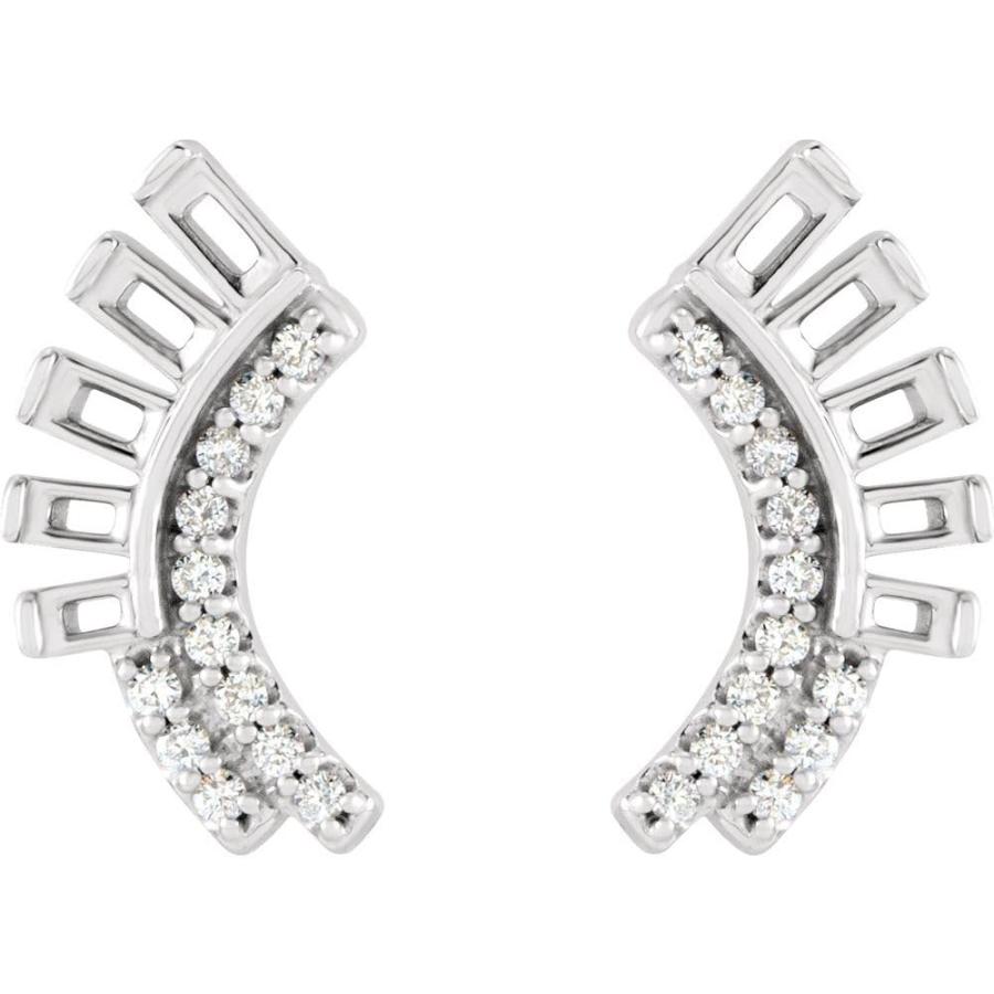 【並行輸入品】Sterling Silver Diamond Semi Set Curved Fan Drop Dangle Earringsの画像