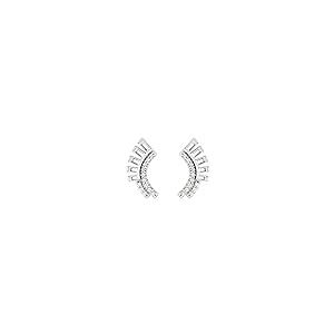 【並行輸入品】Sterling Silver Diamond Semi Set Curved Fan Drop Dangle Earringsの画像