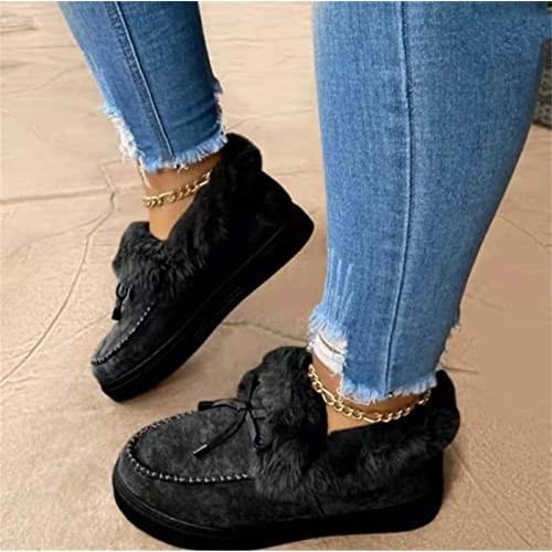 【並行輸入品】Fuzzy Boots Womens Womens Snow Boots Warm Ankle Booties Comfortaの画像