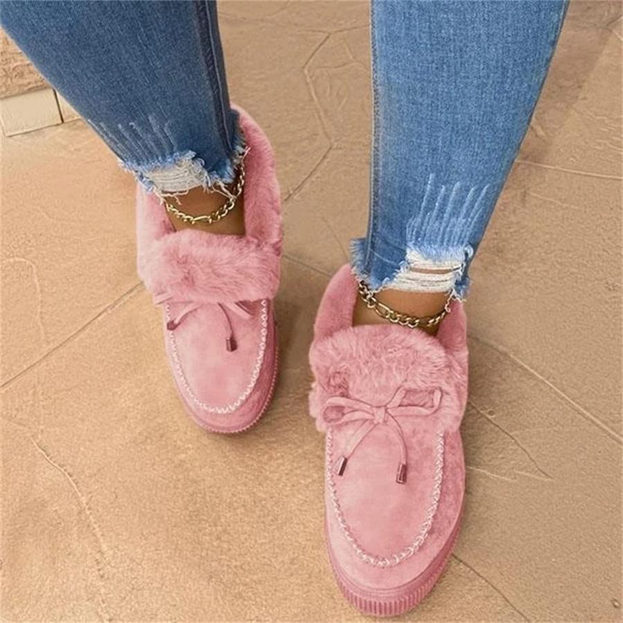 【並行輸入品】Faux Fur Boots White Womens Snow Boots Warm Ankle Booties Comforの画像