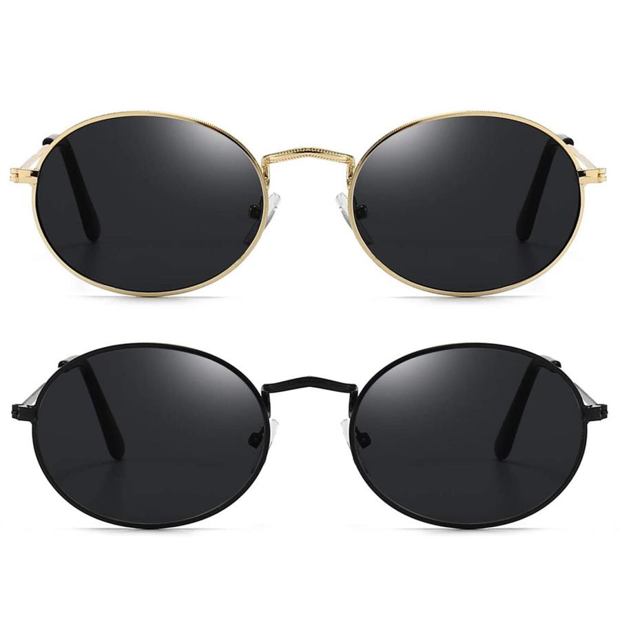 VANLINKER Retro Oval Polarized Sunglasses – Gold Metal Frame Vintage 90s Shades VL9872 For Women & Men