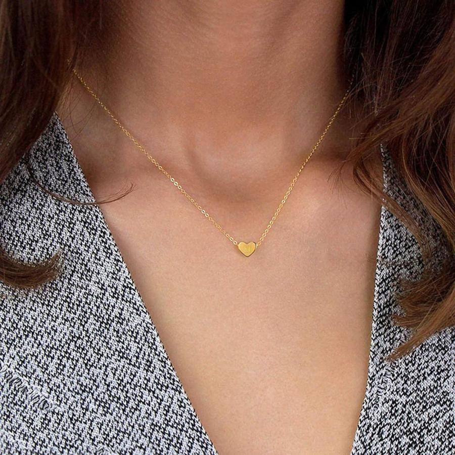 【並行輸入品】Alangbudu Tiny Gold Initial Heart Necklace-14K Gold Filled Handmade_2