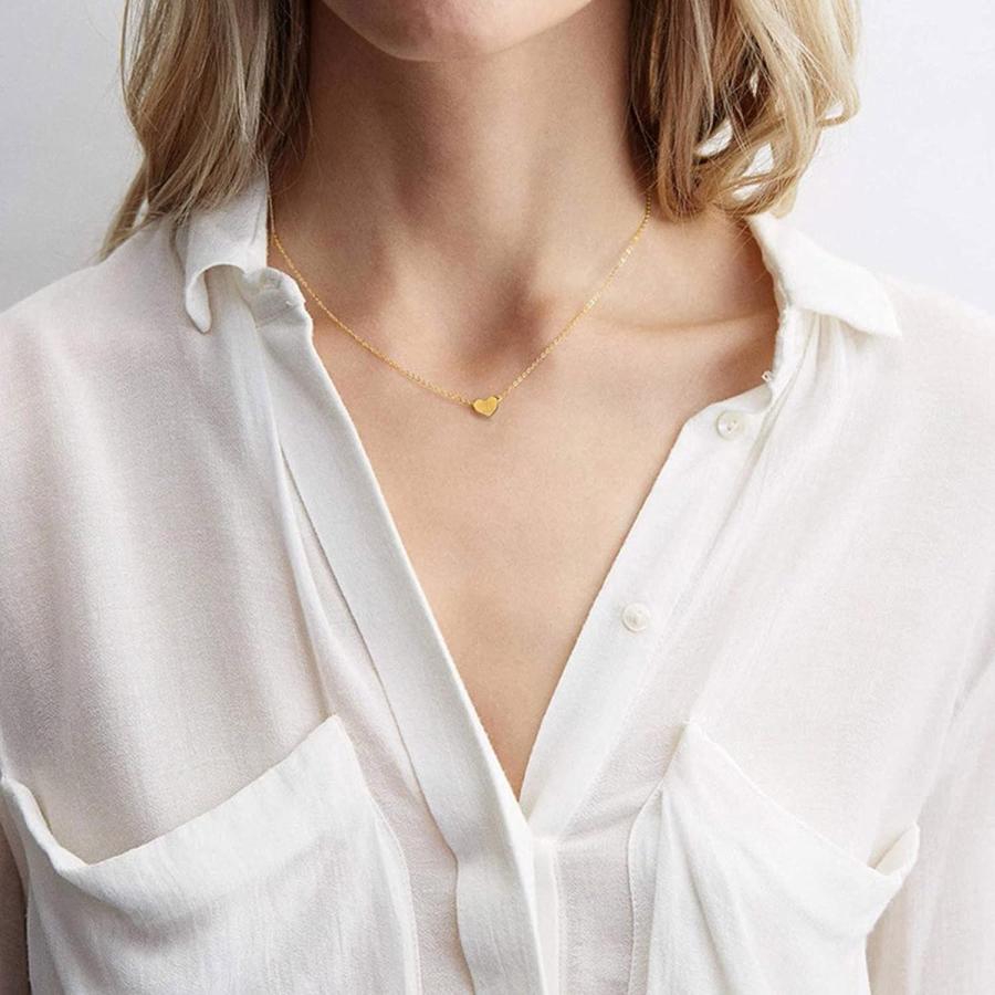 【並行輸入品】Alangbudu Tiny Gold Initial Heart Necklace-14K Gold Filled Handmade_4