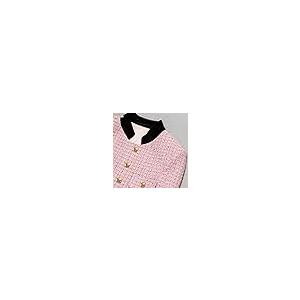 【並行輸入品】JYHBHMZG Pink Plaid Tweed Jacket   Sequin Fabric Spring/Autumn/Wの画像