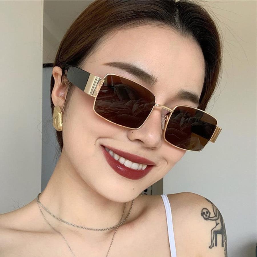 【並行輸入品】XLUMIO Women Metal Sunglasses Vintage Ladies Irregular Square Suの画像