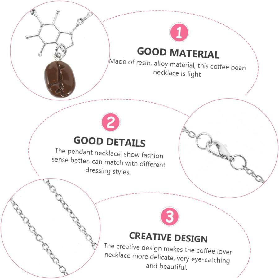 FOYTOKI the Gift Coffee Bean Necklace The Resin Women Necklaces Trendy Girl Necklaces Coffee Necklace Fashion Decorate Miss Coffee Lover Necklace J｜bestshop-d｜08