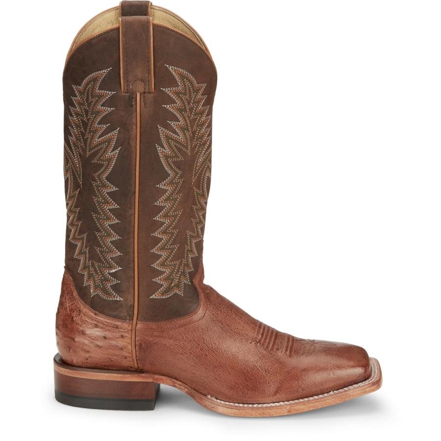 【並行輸入品】Justin Boots Mens Breck Smooth Ostrich Square Toe Casual Boots Kの画像