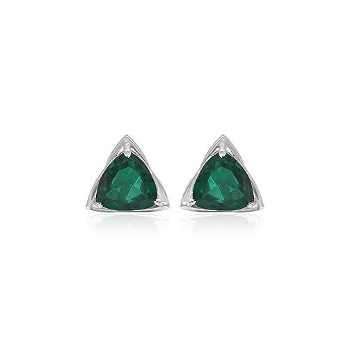 超激安ショップ Created Emerald Stud Earrings 925 Sterling Silver Stud Earrings 並行輸入品