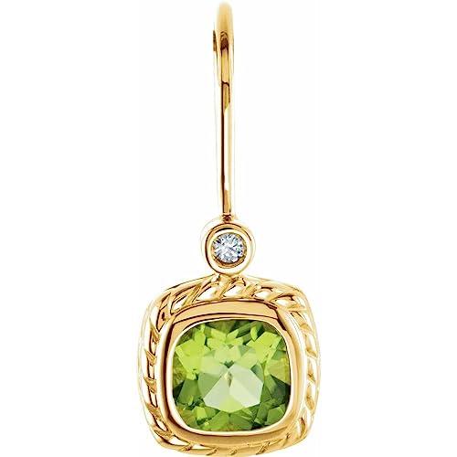 【並行輸入品】14k White Gold 6x6mm Cushion Cut Bezel Set Rope Drop Dangle Earrの画像