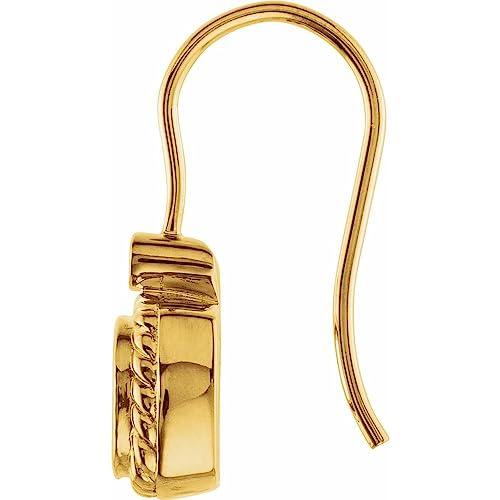 【並行輸入品】14k White Gold 6x6mm Cushion Cut Bezel Set Rope Drop Dangle Earrの画像