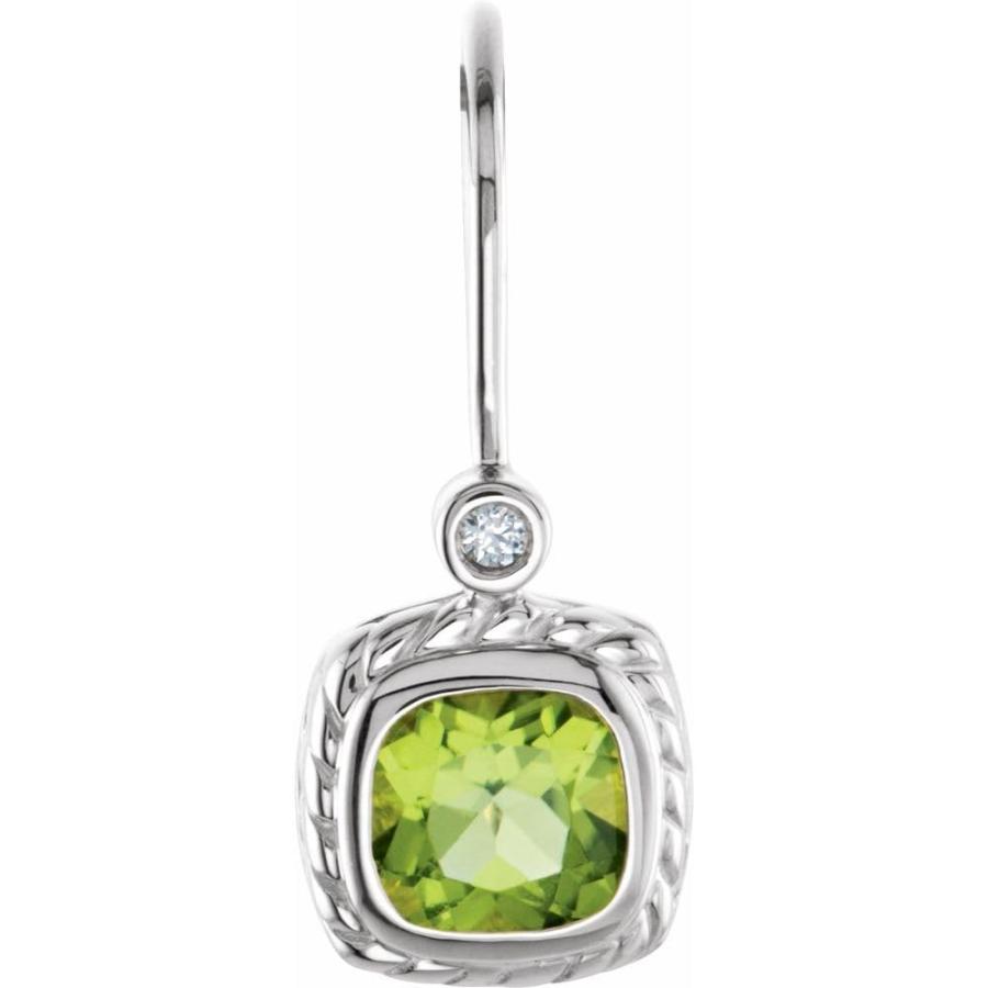 【並行輸入品】14k White Gold 6x6mm Cushion Cut Bezel Set Rope Drop Dangle Earrの画像