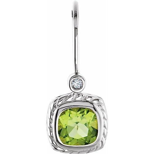 【並行輸入品】14k White Gold 6x6mm Cushion Cut Bezel Set Rope Drop Dangle Earrの画像