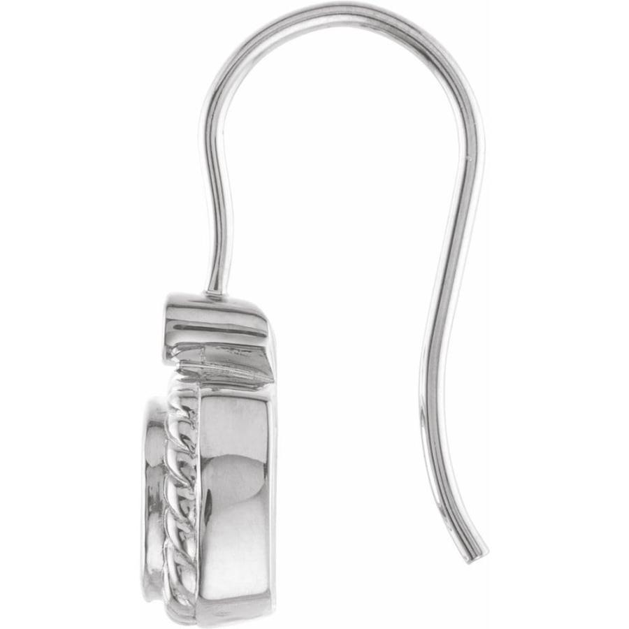 【並行輸入品】14k White Gold 6x6mm Cushion Cut Bezel Set Rope Drop Dangle Earrの画像
