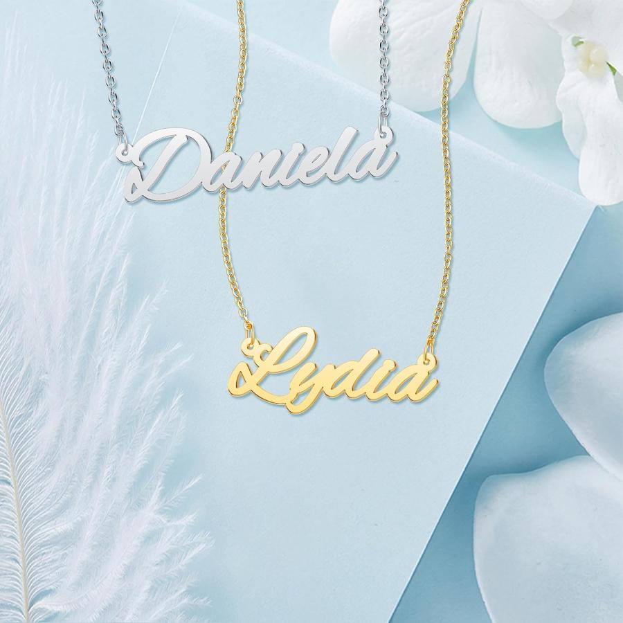 【並行輸入品】QL Jewelry カスタムネームネックレス 18Kゴールドメッキ ネームプレート カスタマイズジュエリーペンダント 女性へのギフトに