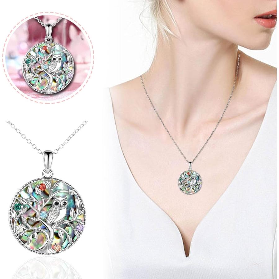 【並行輸入品】Sterling Silver Necklace Round Pendent Fashion Owl Pendant Necklace_1
