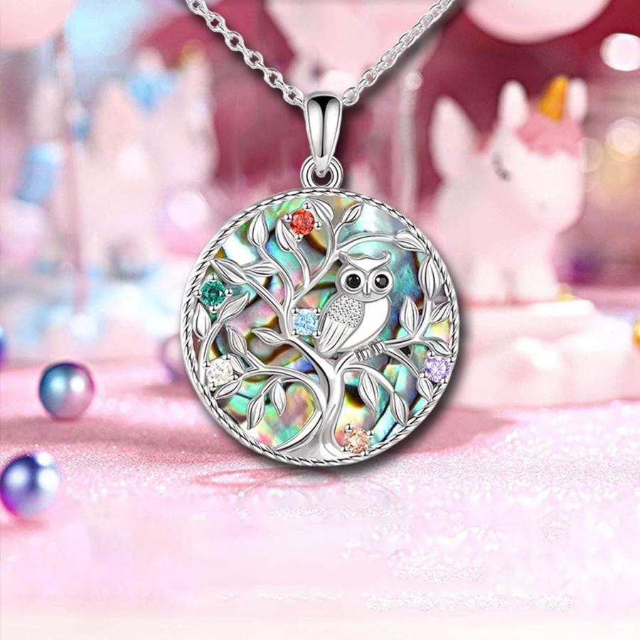 【並行輸入品】Sterling Silver Necklace Round Pendent Fashion Owl Pendant Necklace_2