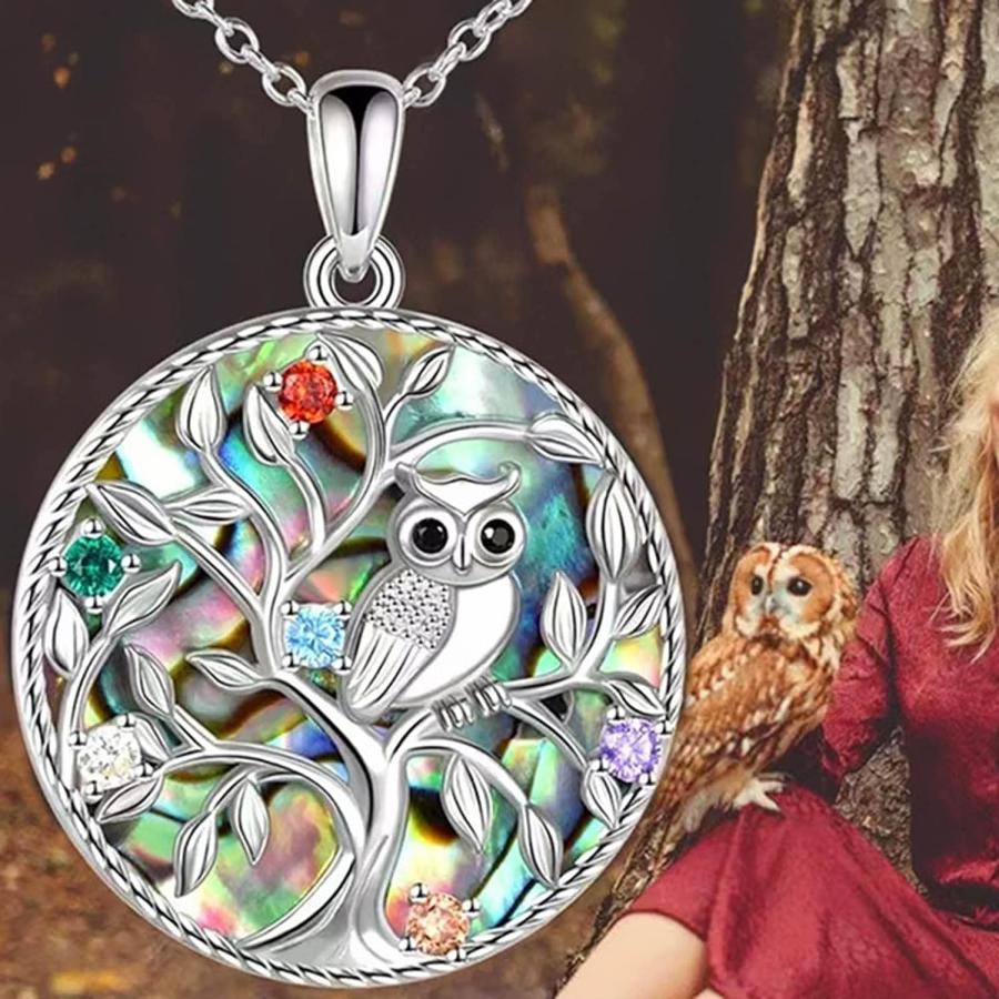 【並行輸入品】Sterling Silver Necklace Round Pendent Fashion Owl Pendant Necklace_3