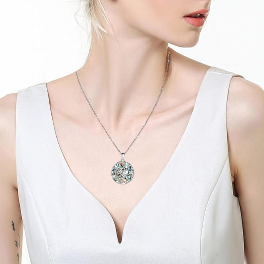 【並行輸入品】Sterling Silver Necklace Round Pendent Fashion Owl Pendant Necklace_6