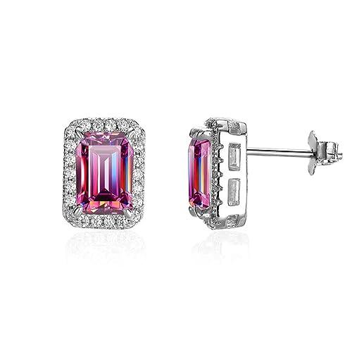【並行輸入品】2ct モアッサナイトピアス レディース Dカラー VVS1 クラリティエメラルドカット ダイヤモンド スタッドピアス ホワイト/の画像