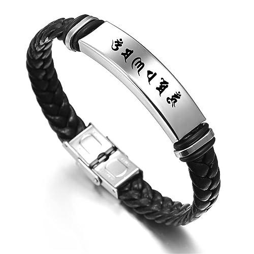 2022年製 新品 KBNSUIAN Buddhist Prayer Braided Leather Bracelet with Buckle， T 並行輸入品