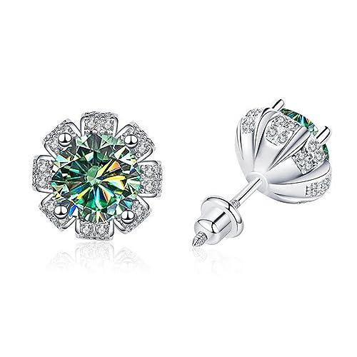 【並行輸入品】2cttw Moissanite Stud Earrings D Color VVS1 clarity Sterling Silの画像