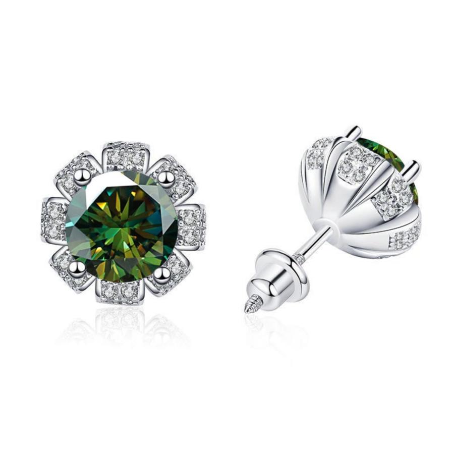 【並行輸入品】2cttw Moissanite Stud Earrings D Color VVS1 clarity Sterling Silの画像