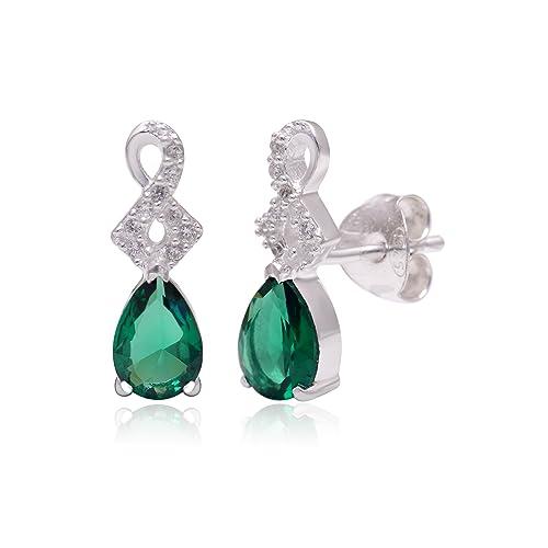 2022新春福袋 Created Emerald Stud Earrings 925 Sterling Silver Stud Earrings 並行輸入品