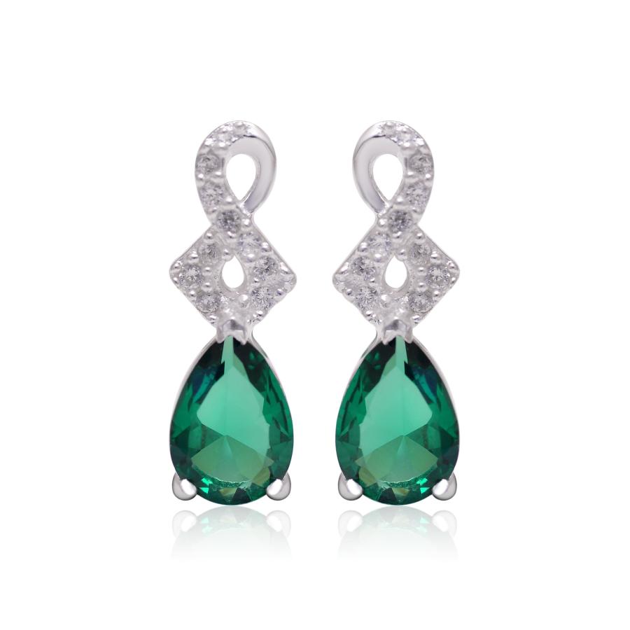 2022新春福袋 Created Emerald Stud Earrings 925 Sterling Silver Stud Earrings 並行輸入品