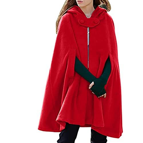 Hooded Medium Women Cape Winter Vintage Overcoat Fashion Button  並行輸入品｜bestshop-d｜02